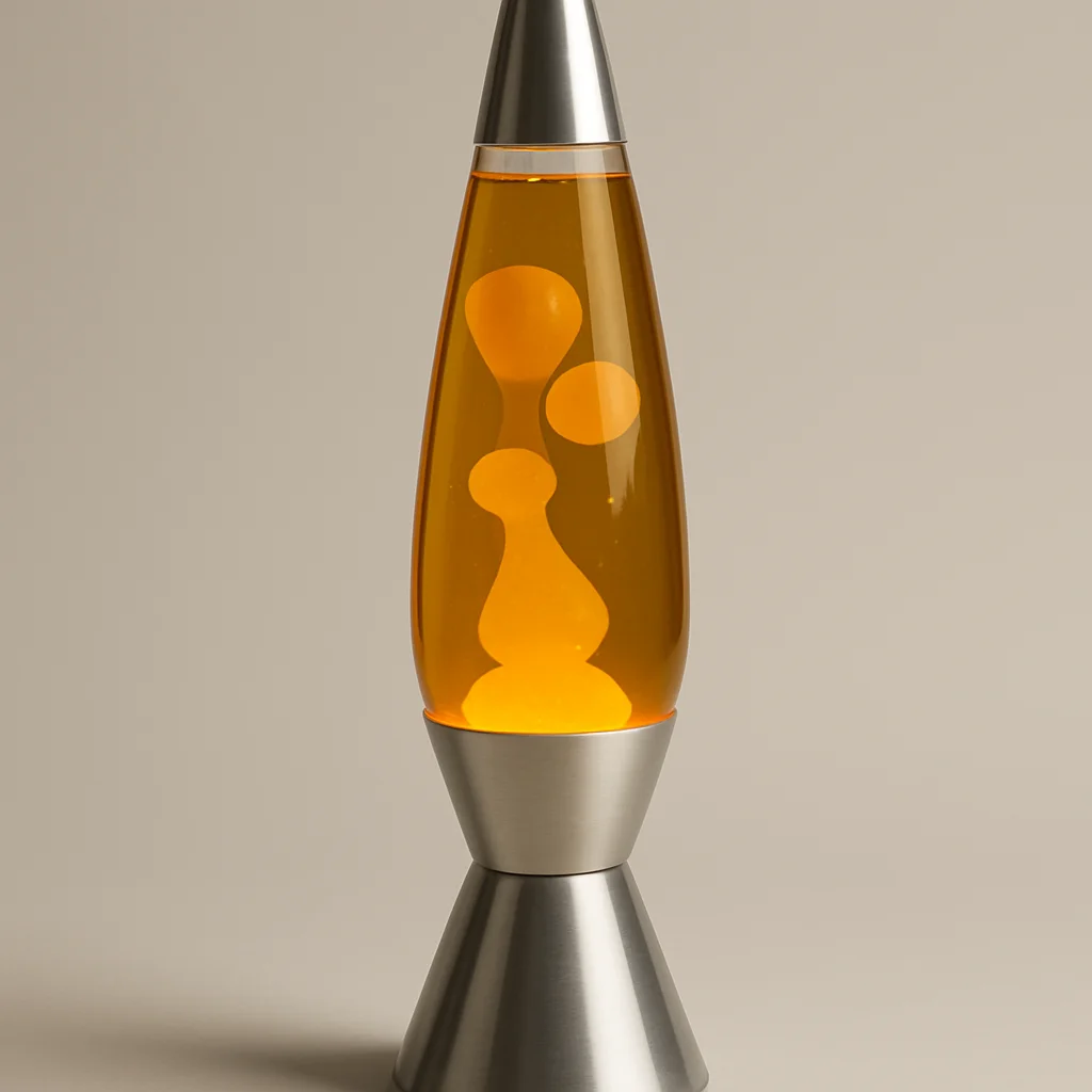 Early 1960s Astro lamp in original colourway, showing the classic rocket-shaped glass and aluminium base
